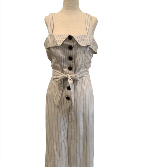 Mango Jumpsuit Cream with Pin Stripes 🎉HP🎉 - Picture 2 of 7